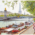 Barges on the River Seine in Paris
